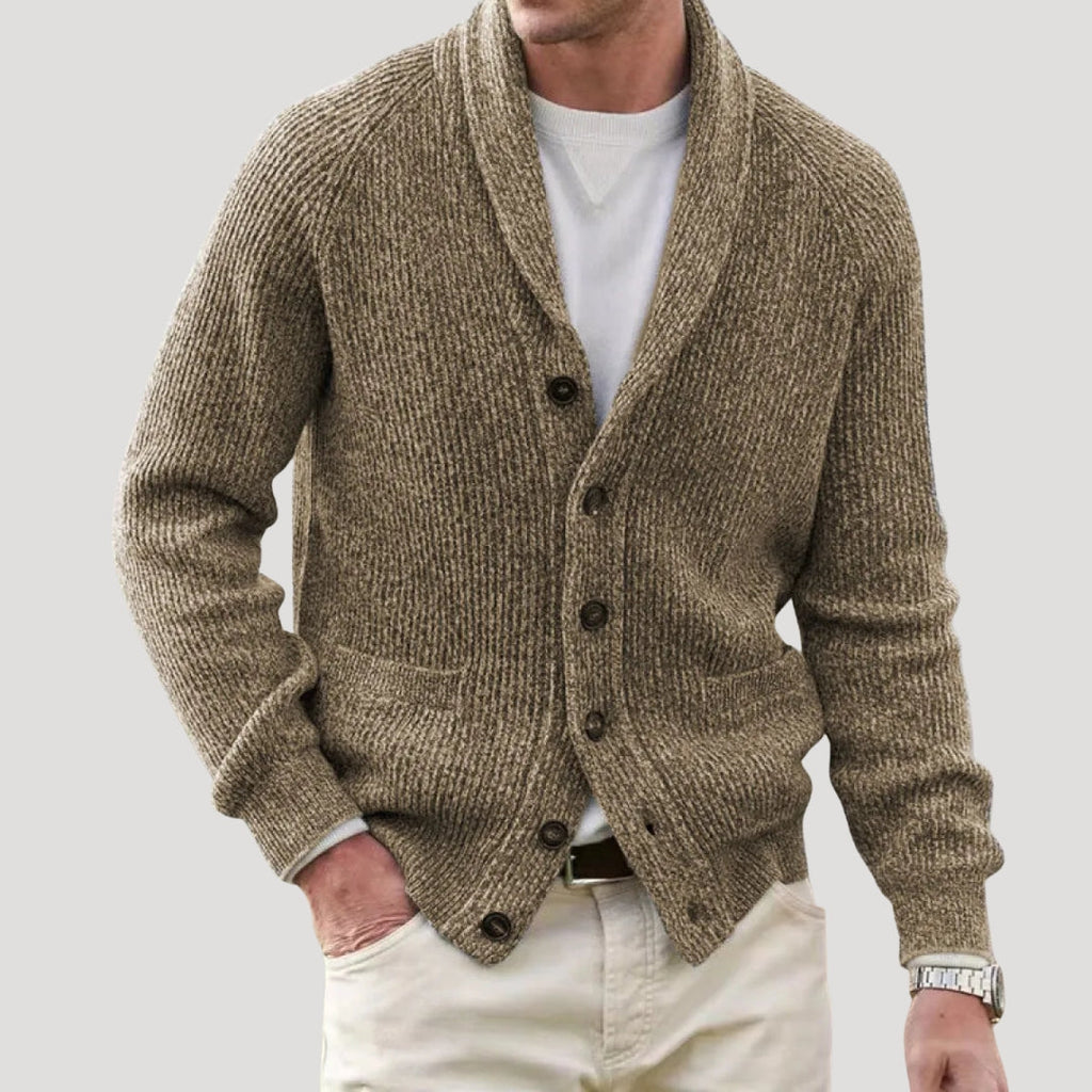 Cardigan uomo in maglia a coste con bottoni