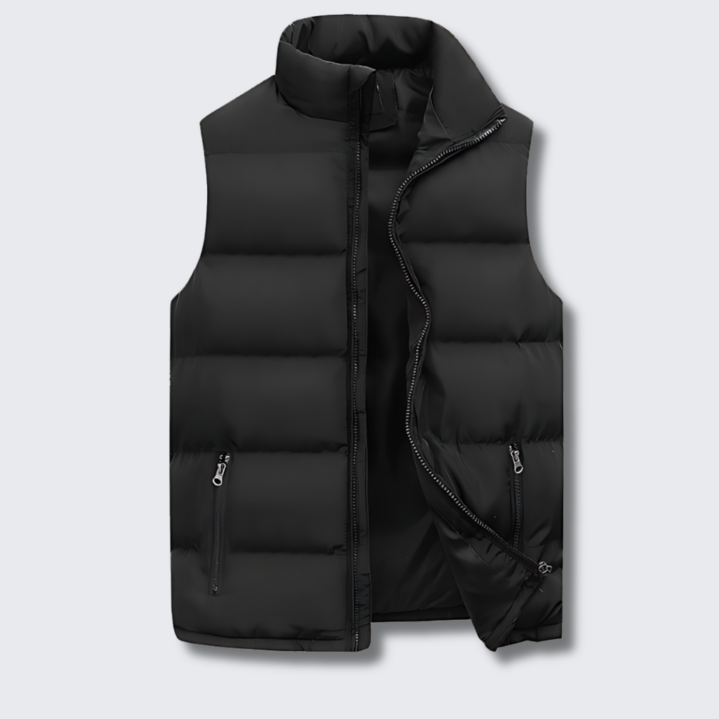Gilet sans manches matelassé homme à col montant et zip