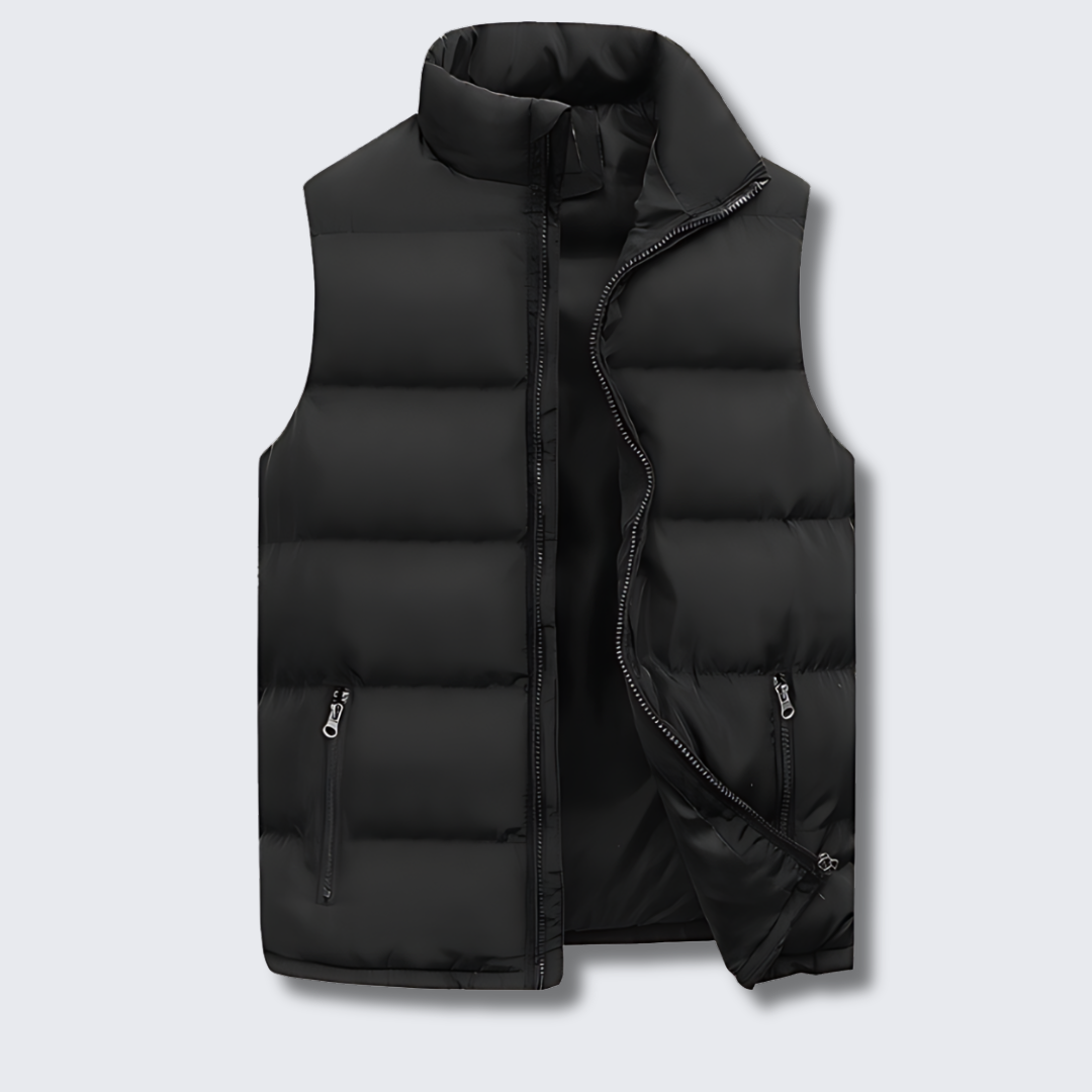 Gilet sans manches matelassé homme à col montant et zip