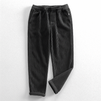 Unisex Corduroy Pants With Elastic Waist, Tapered Legs and Cuffs
