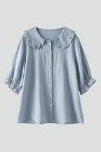 Camisa de mujer con cuello de volantes