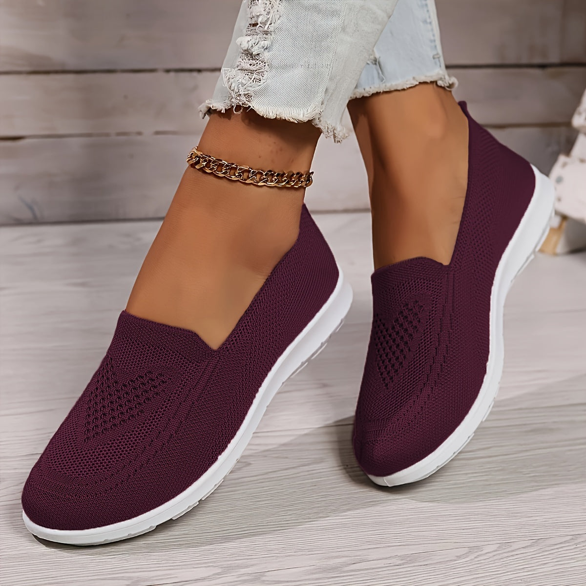 Scarpe donna slip-on sportive con tomaia in maglia