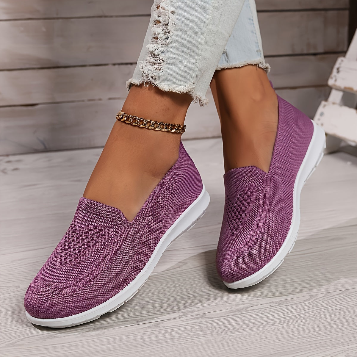 Scarpe donna slip-on sportive con tomaia in maglia