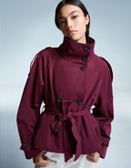 Trench donna corto con collo alla coreana
