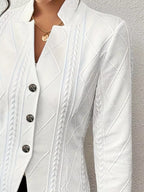 Blazer de malha de mulher texturado com botões