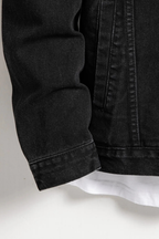 Giacca uomo di jeans, taglio classico, tasche, nera