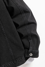 Giacca uomo di jeans, taglio classico, tasche, nera