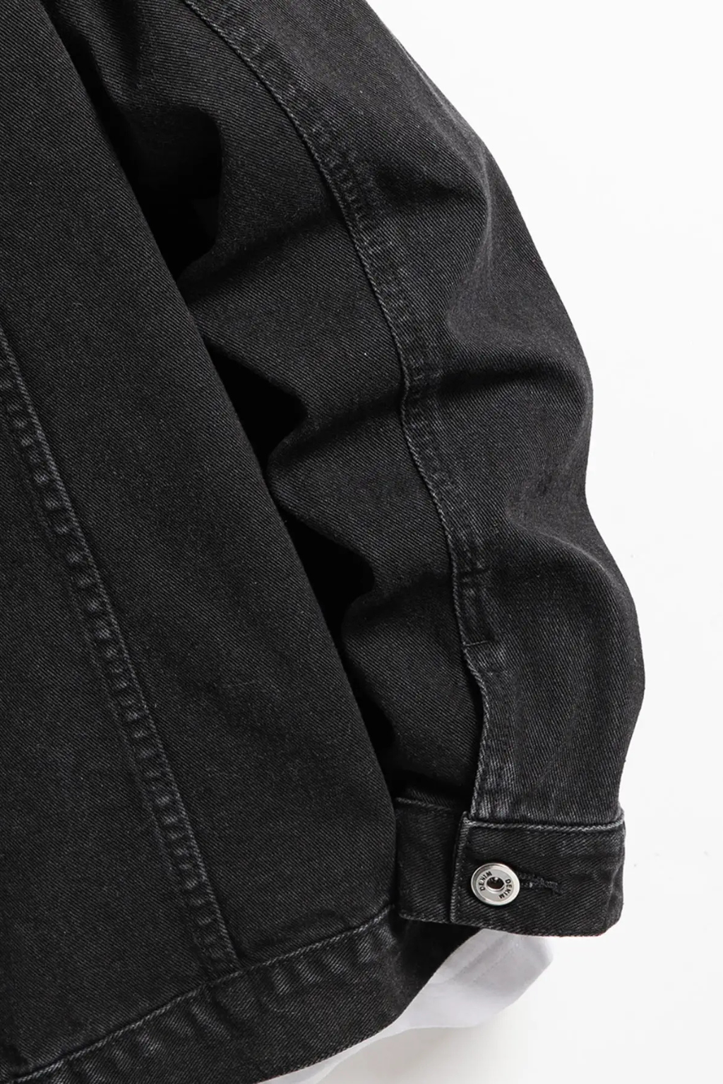 Giacca uomo di jeans, taglio classico, tasche, nera