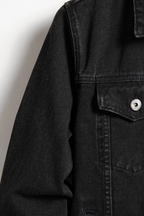 Giacca uomo di jeans, taglio classico, tasche, nera