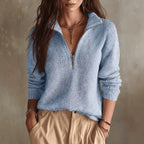 Maglione donna in maglia a collo alto con cerniera