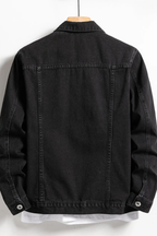 Giacca uomo di jeans, taglio classico, tasche, nera