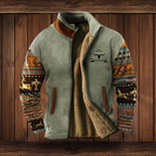 Sudadera de hombre con cuello alto, cremallera y mangas estampadas