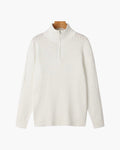 Unisex sweater med høj krave, struktur og lynlås