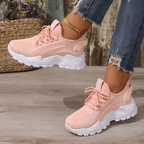 Damskie sneakersy sznurowane z ażurową cholewką i grubą podeszwą