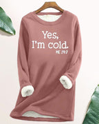 Sweatshirt til damer med teksttryk og rund hals