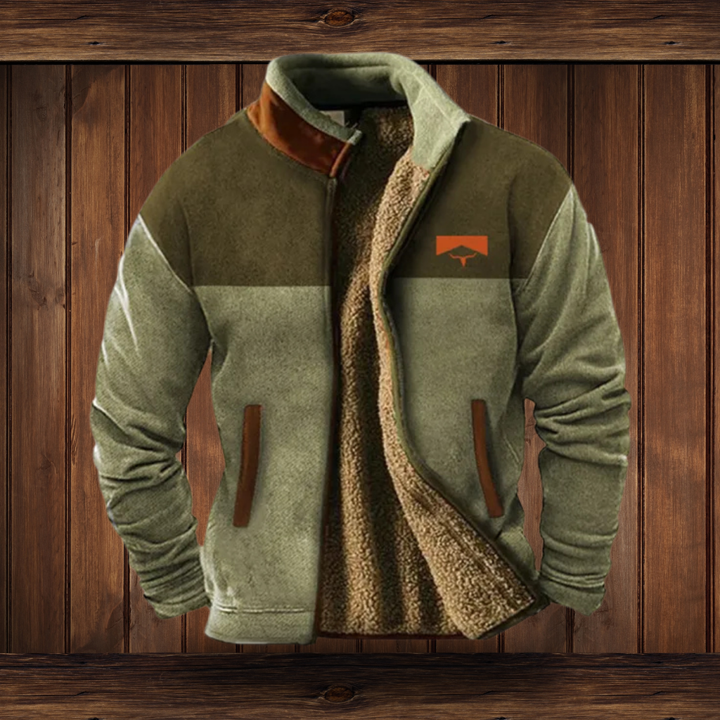 Sudadera de hombre con cuello alto, cremallera y mangas estampadas