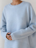Pull oversize femme col rond, bords côtelés