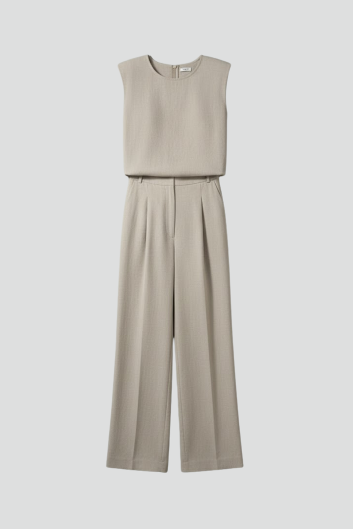 Completo in lino donna con top senza maniche e pantaloni a gamba ampia
