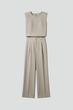 Completo in lino donna con top senza maniche e pantaloni a gamba ampia