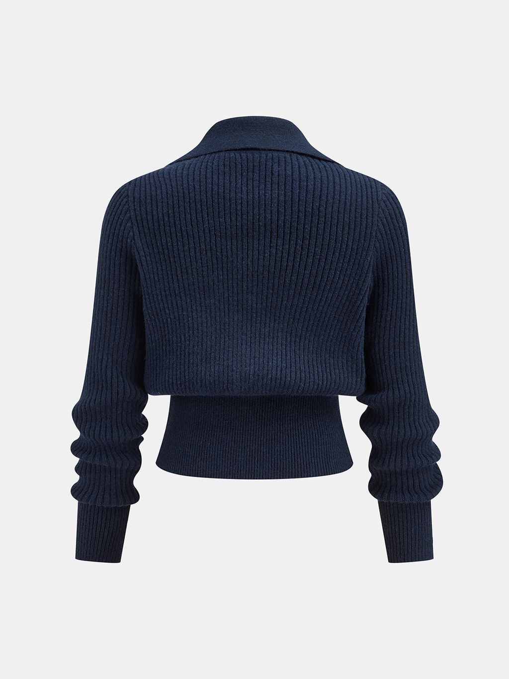 Pull court côtelé femme à petit col et boucles