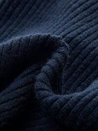 Pull court côtelé femme à petit col et boucles