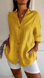 Chemise oversize femme à col, boutonnée