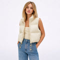 Gilet sans manches matelassé femme court à col montant
