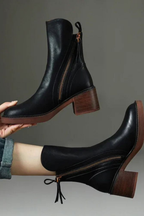 Botines de mujer con tacón ancho y cremallera lateral