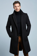 Cappotto uomo invernale classico con revers, lungo