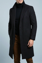Cappotto uomo invernale classico con revers, lungo