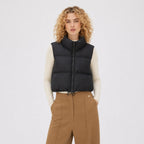 Gilet sans manches matelassé femme court à col montant