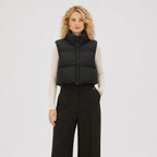 Gilet sans manches matelassé femme court à col montant