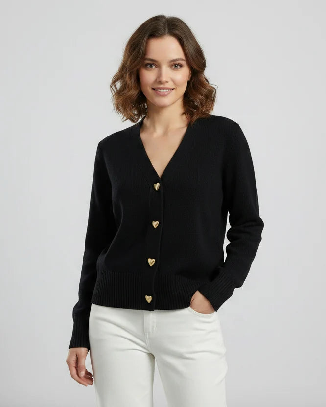 Cardigan en maille femme à boutons, col V, manches longues