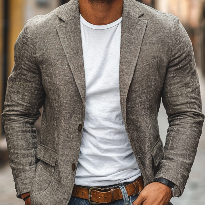 Tætsiddende blazer til mænd med revers og knapper