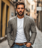 Tætsiddende blazer til mænd med revers og knapper
