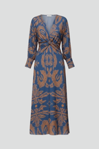 Robe maxi femme à col V et surface à motifs
