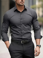 Men's Slim Fit Dress Shirt With Long Sleeves and Button Front