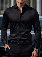 Men's Slim Fit Dress Shirt With Long Sleeves and Button Front