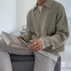 Pull homme à col et fermeture éclair courte