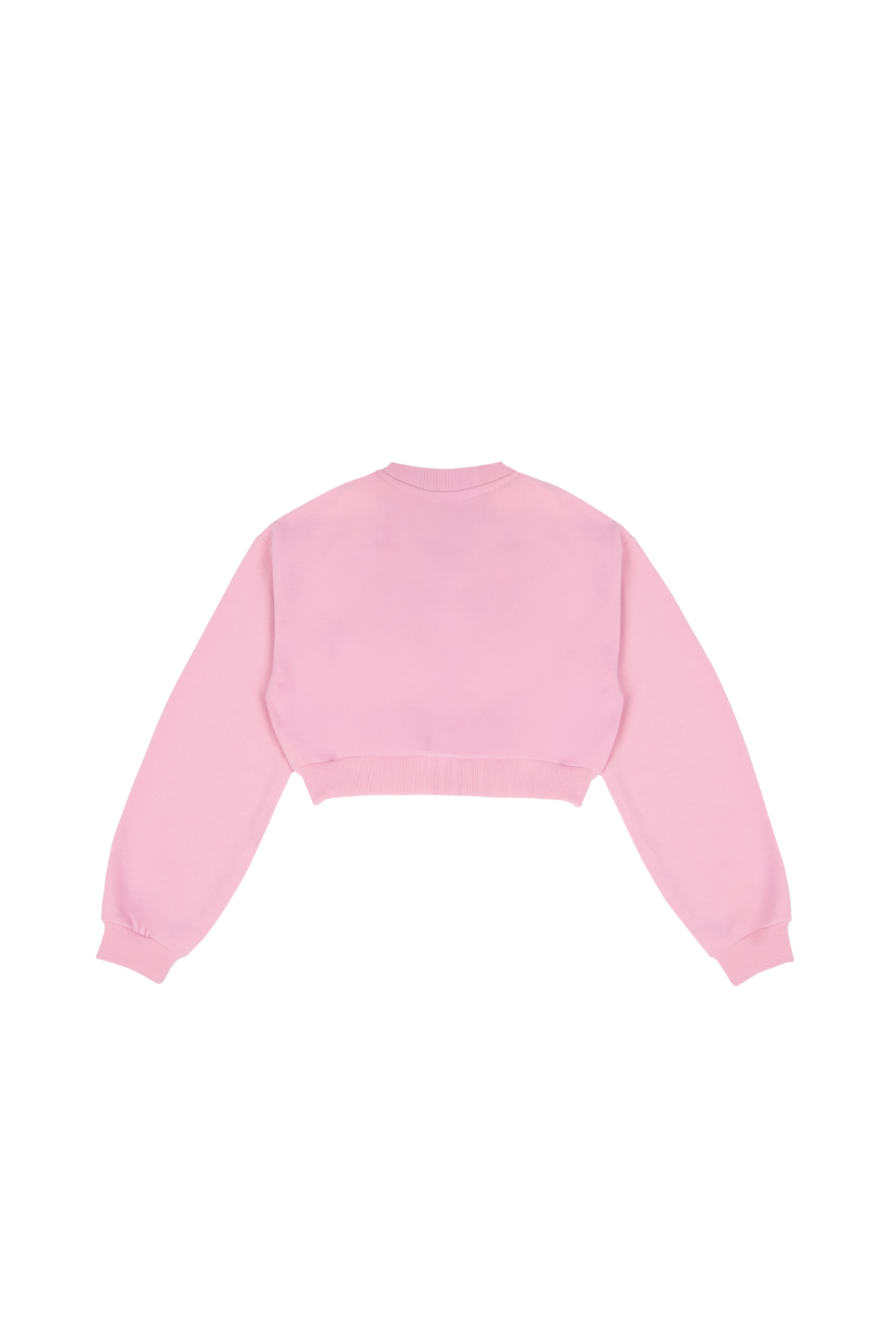 Kort lyserød sweatshirt til damer med rund hals