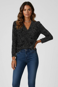 Camicetta donna scollo a V e maniche lunghe