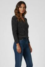 Camicetta donna scollo a V e maniche lunghe