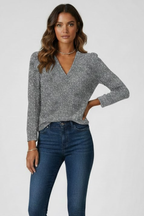 Camicetta donna scollo a V e maniche lunghe