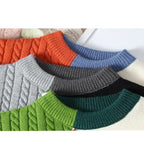 Uniszex patchwork mintás kötött pulóver kerek nyakkivágással