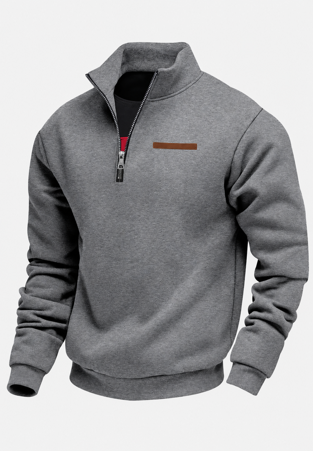 Sweatshirt de homem com meio fecho e gola subida