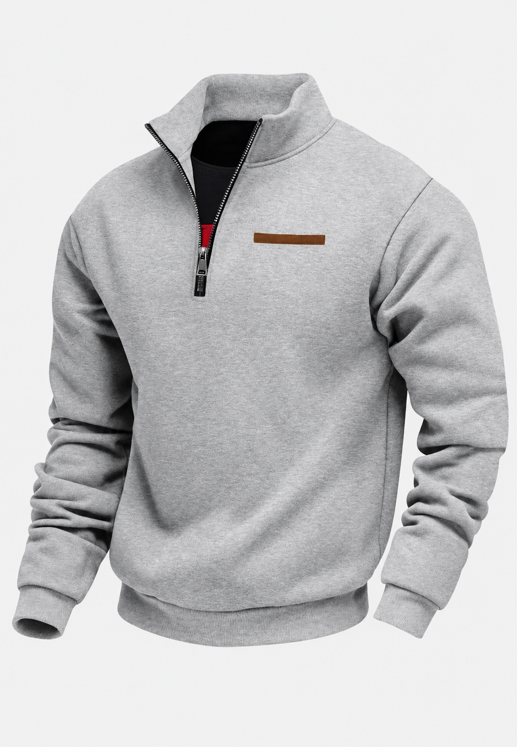 Sweatshirt de homem com meio fecho e gola subida