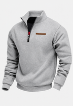 Sweatshirt de homem com meio fecho e gola subida