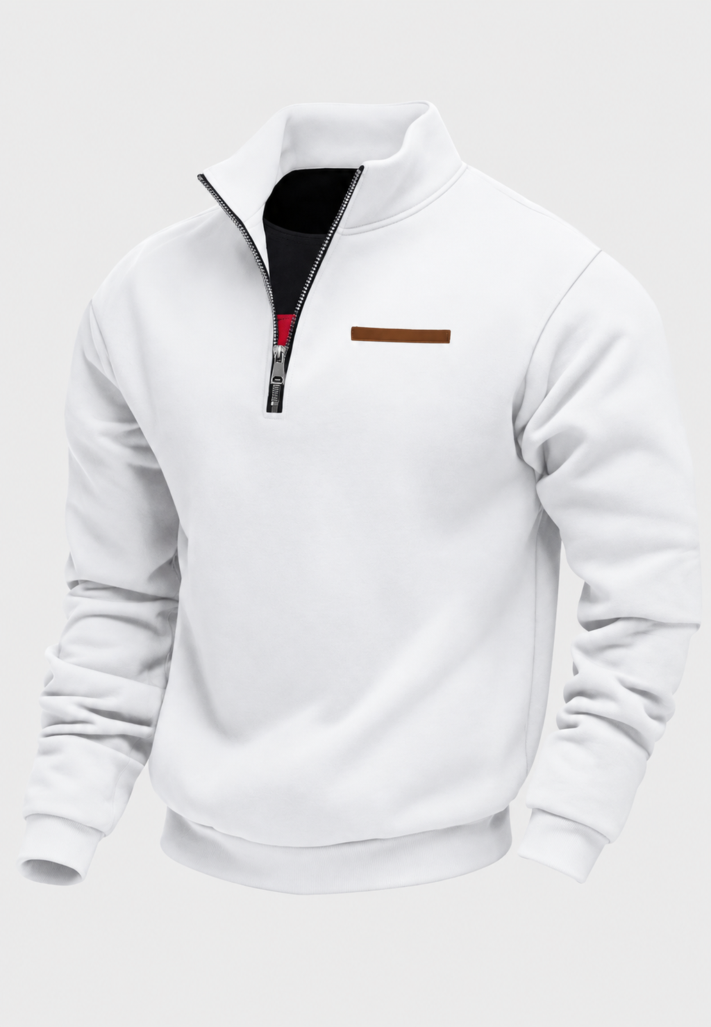 Sweatshirt de homem com meio fecho e gola subida
