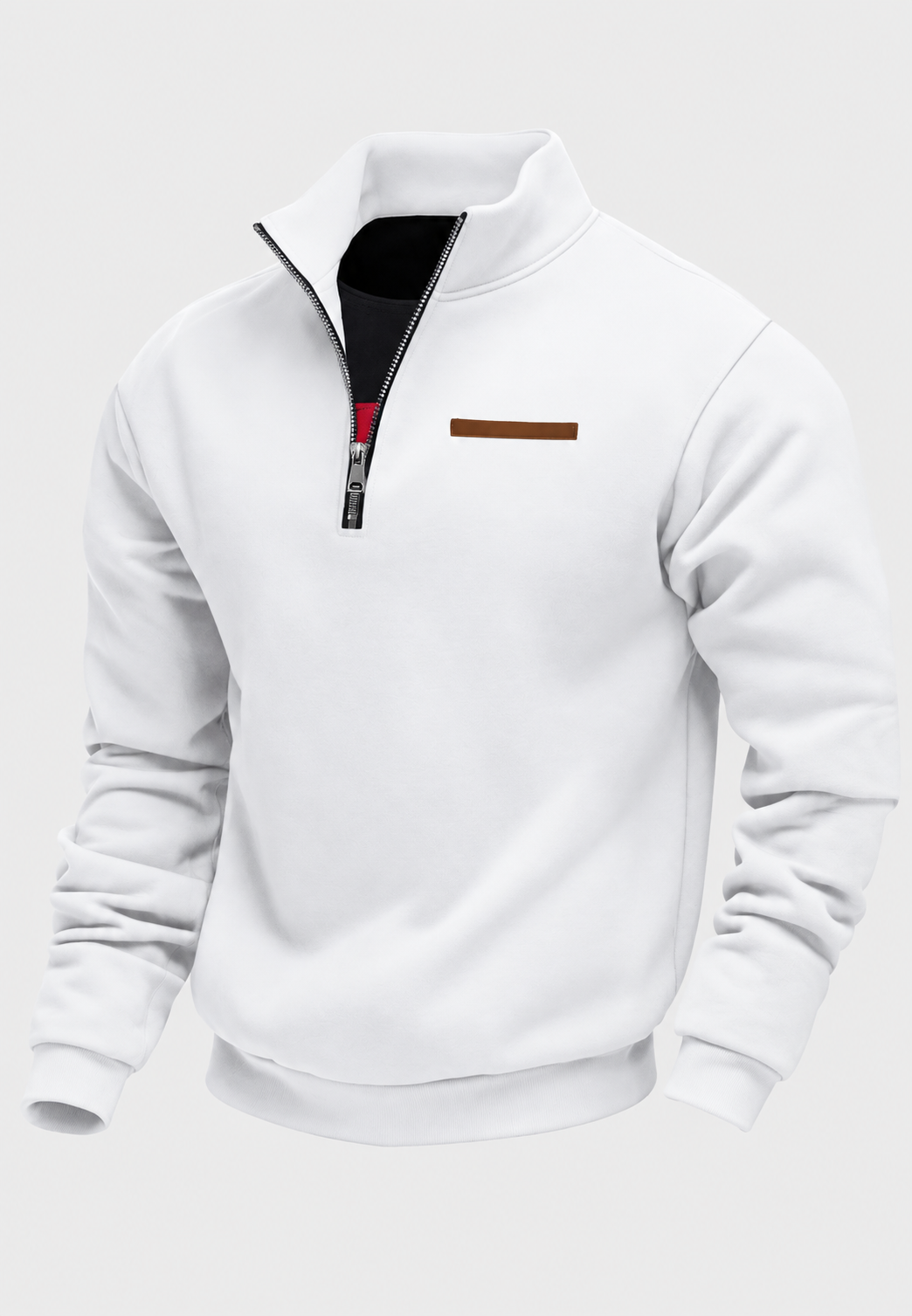 Sweatshirt de homem com meio fecho e gola subida
