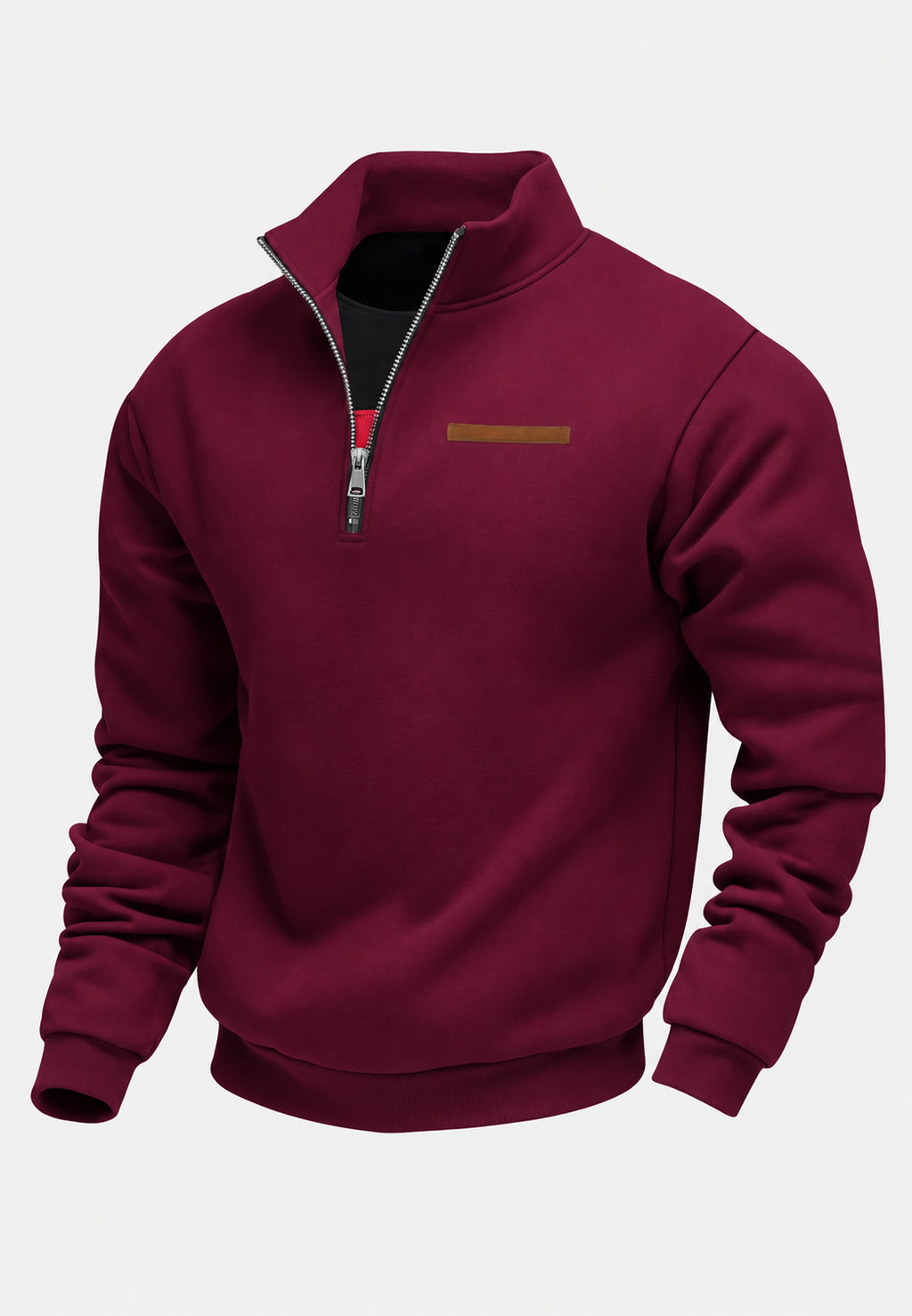 Sweatshirt de homem com meio fecho e gola subida